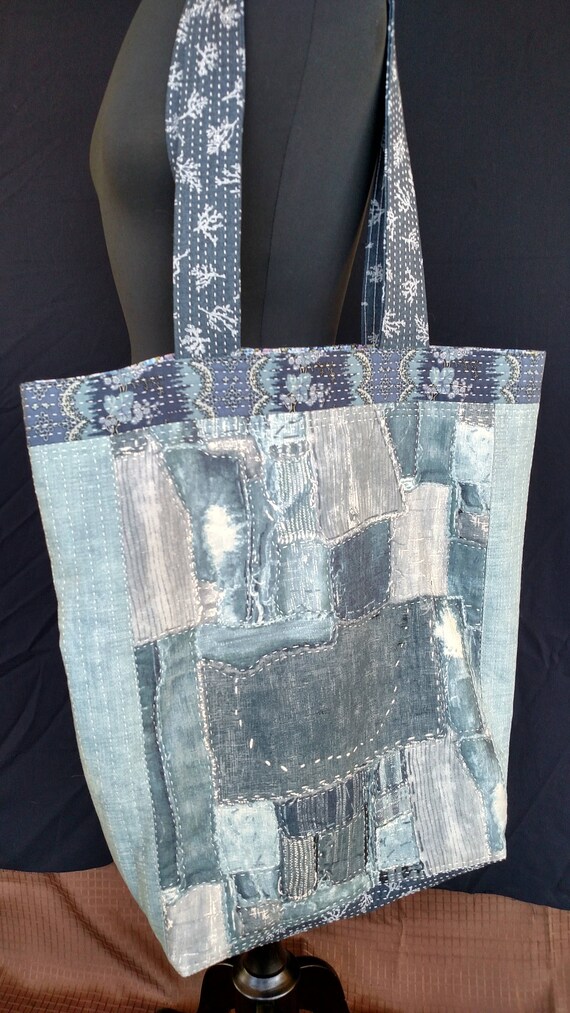 Tote Bag - Light Blue Jeans - Quilted