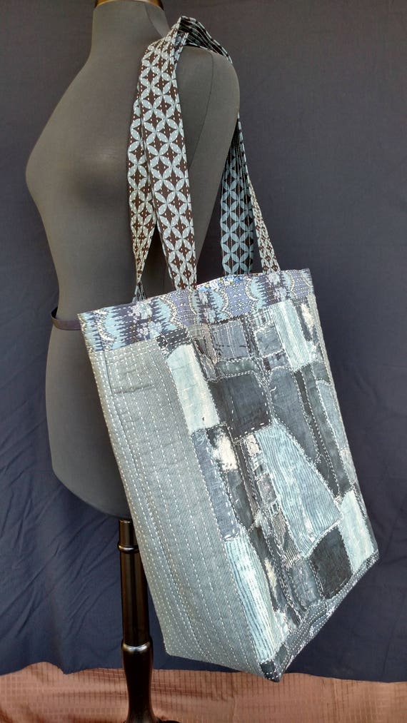 Tote Bag -  Dark Blue Jeans - Quilted -