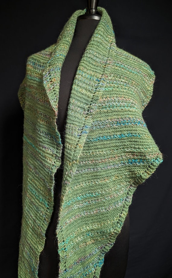 Kilt Rock Shawl - Mossy Moor - Trapezoid - Luxury Scottish Yarn with Natural Dyes From the Isle of Skye