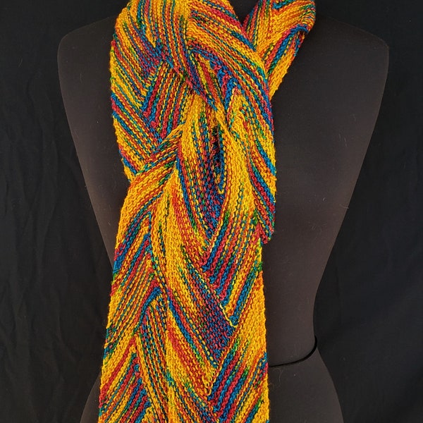 Scarf -  Neon Crayons - Celtic Braid