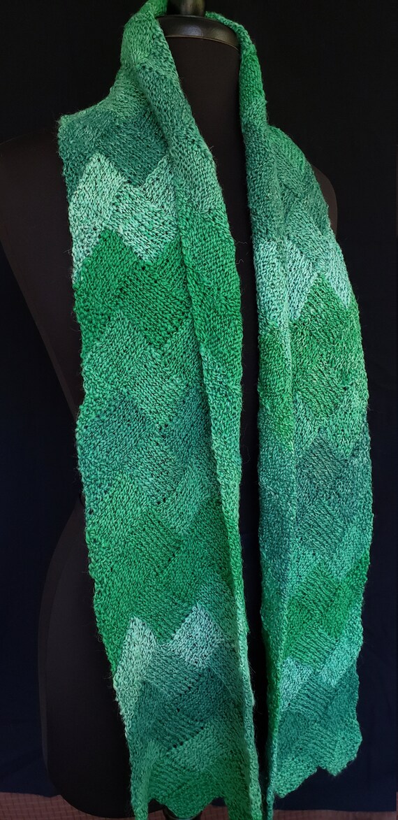 Shawl - Woodland Ferns -Entrelac  -  Superwash Wool