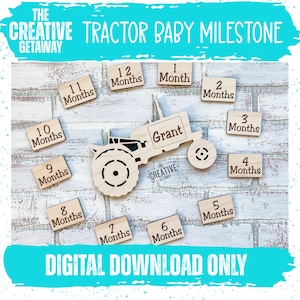 Tractor Baby Milestones Svg Baby Months Monthly Milestones Baby First Year Newborn Toddler SVG Designs Infant Milestones