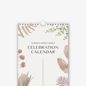 Dried Florals Celebration Calendar | Perpetual Calendar | Anniversary and Birthday