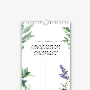 Herb Celebration Calendar | Perpetual Calendar | Anniversary and Birthday