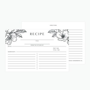 Floral Recipe Cards Set of 18 Recipe Box Cards Baking Gift for Chef Family Recipe Cards Set image 2