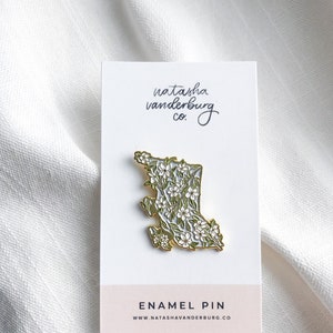 British Columbia Provincial Flower Enamel Pin | Dogwood Gold Pin | Canada | Gift for Florist