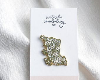 British Columbia Provincial Flower Enamel Pin | Dogwood Gold Pin | Canada | Gift for Florist