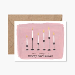 Vintage Scandinavian Candles Christmas Card | Holiday Blank Greeting Card