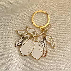 Lemon Branch Gold Enamel Keychain | Flower Keychain | Plant Keychain | Gifts for Her