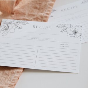 Floral Recipe Cards Set of 18 Recipe Box Cards Baking Gift for Chef Family Recipe Cards Set image 3