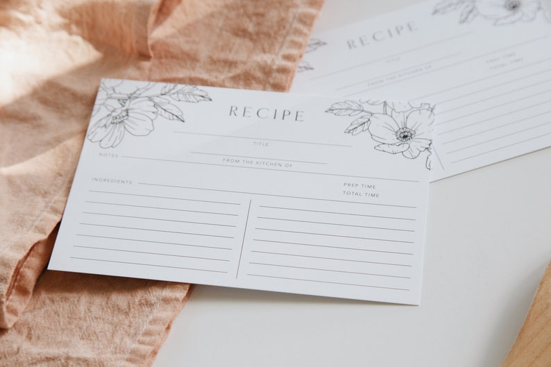 Floral Recipe Cards Set of 18 Recipe Box Cards Baking Gift for Chef Family Recipe Cards Set image 3