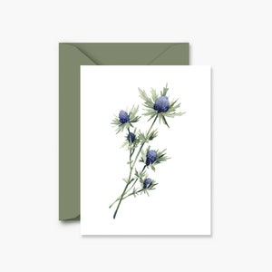 Blue Thistle Greeting Card | Blank Card