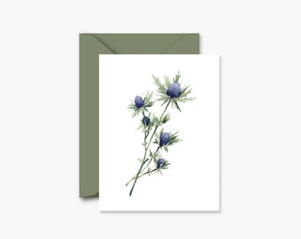Blue Thistle Greeting Card | Blank Card