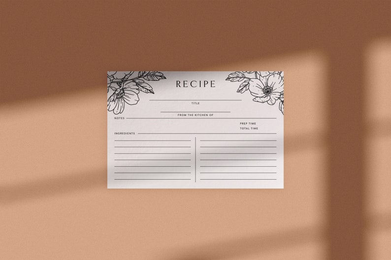 Floral Recipe Cards Set of 18 Recipe Box Cards Baking Gift for Chef Family Recipe Cards Set image 5