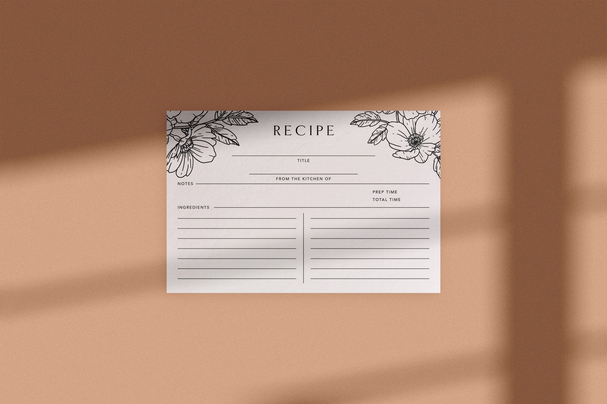 Floral Recipe Cards Set of 10 Recipe Box Cards Cookery Etsy