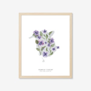 | violette violette du Nouveau-Brunswick Tirage d’art, Canada, Province, Art de la ville, Fleur provinciale, Fleur d’État