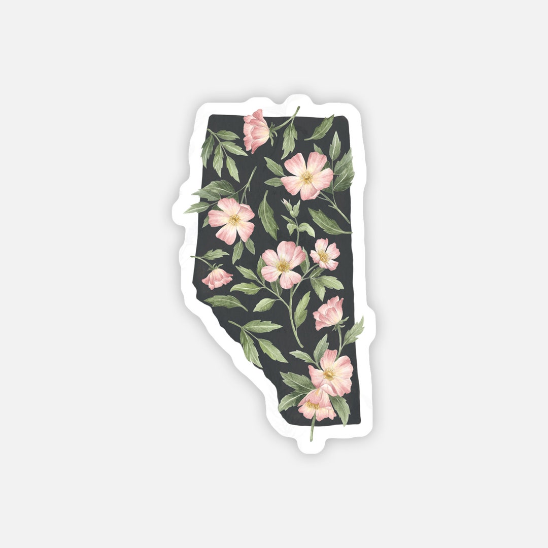 Alberta Wild Rose Province Sticker | Waterproof Vinyl Sticker | Die Cut ...