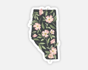 Alberta Wild Rose Province Sticker | Waterproof Vinyl Sticker | Die Cut Sticker | Weatherproof Sticker | NVCo.