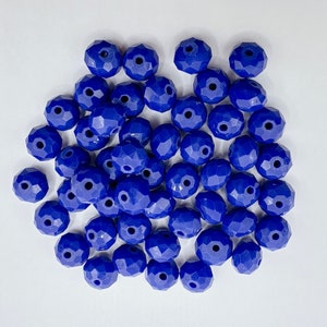 Electroplate Glass Beads Strands, Pearl Luster Plated, Crystal Suncatcher, Faceted Abacus, Royal Blue, 8x6mm, Hole: 1mm;  50 pieces