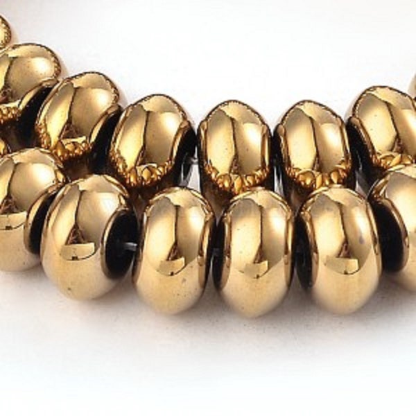 Abacus Electropaltes nonmagnetic synthetic Hematite Beads Loose Golden Plated - 50 beads