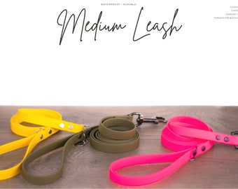 Medium Leash- 5/8” Waterproof Biothane Durable Dog Leash Multicolor - Mess Resistant Mud Resistant Stink Resistant Vegan Leather Wipe Clean