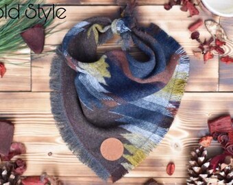 Wild Indian - Dog Bandana Aztec Neutral Tones Bohemian Woven Tribal Southwest Frayed Tie On Fall Infinity Scarf  - Puppy Scarf - Pet Gift