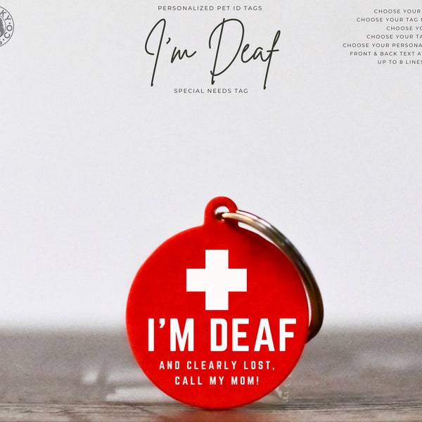 Deaf Medical Alert - Pet ID Tag - Custom Personalized Dog Tags For Pets - Pet ID Tag Gift - Cat Dog ID Pet Name Tags - Sublimation Tag