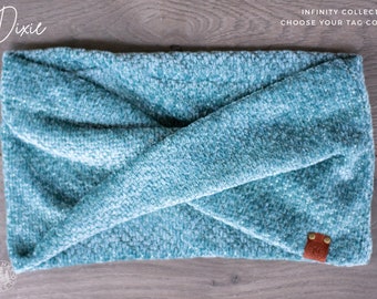 Dixie - Dog Infinity Scarf Stretchy Knit Cashmere - Teal Blue - Fall Winter Cozy Soft Slip On Handcrafted - Puppy Scarf - Pet Gift