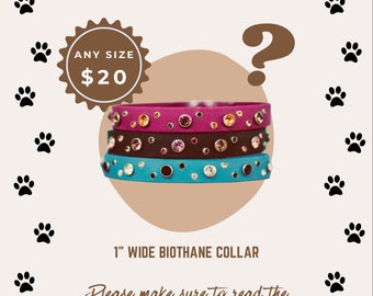 Mystery Collar - 5/8" Surprise Gemstone Crystal Rhinestone Collar - Bling Waterproof Biothane Durable Dog Collar - Mud Stink Vegan Leather