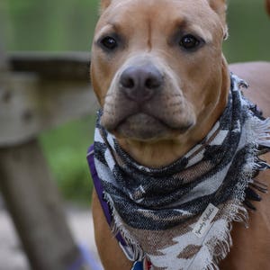 Wild West Dog Bandana Aztec Black, White & Brown Boho Woven Tribal Southwest Frayed Tie On Fall Winter Puppy Scarf Pet Gift immagine 7