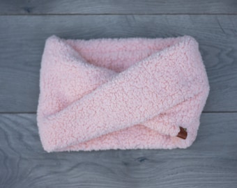 Stormi - Dog Infinity Scarf Blush Pink Sherpa Faux Fur Fluffy Winter Super Soft Cozy Slip On Handcrafted - Puppy Scarf - Pet Gift