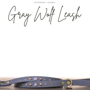 Gray Wolf Leash - 5/8” Rhinestone Waterproof Biothane Durable Dog Leash Multicolor - Mess Resistant Mud Resistant Stink Resistant Vegan