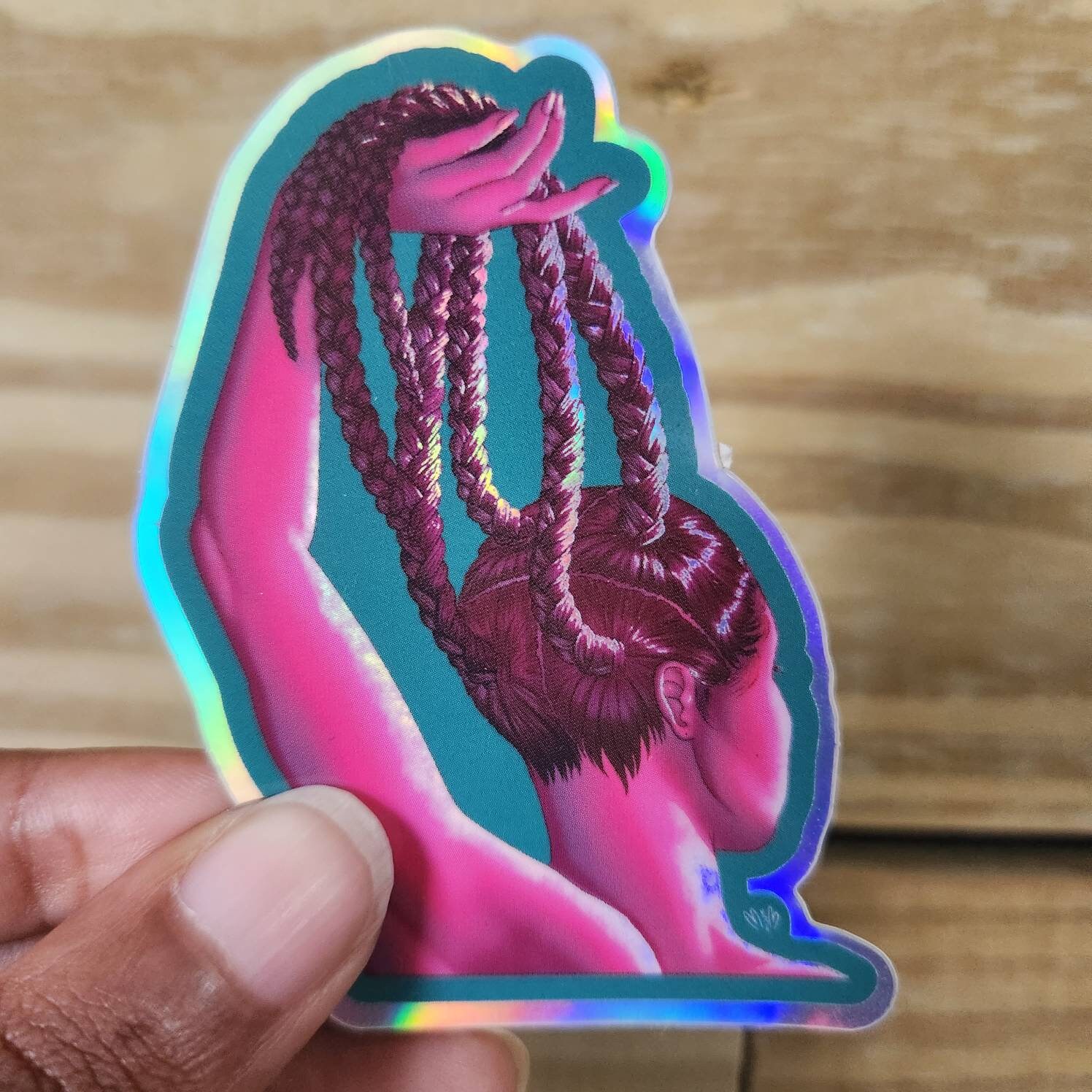 Box Braids Holographic Sticker | Holographic Black Girl Sticker | Melanin Poppin | Melanin Magic | Gift For Black Girl | Black Girl Magic