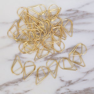 50 Teardrop Paper Clips,Raindrop Waterdrop Metal Paper Clip,Binder Clips,  Office Supplies,
