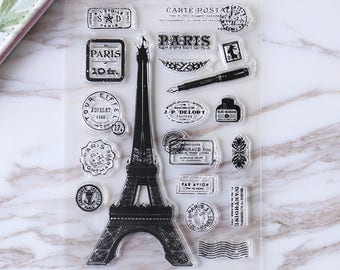 Paris Travel Transparent Stamp/ Eiffel Tower Rubber Stamps/ travel stamps/  Planning accessory