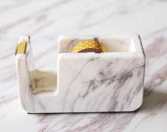 Acrylic Marble Tape Dispenser, minimalist tape dispenser, marble office desk accessory, office gift, modern desk decorations, gold dispenser