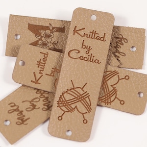 2.5"x0.8" Faux Leather tags, Screwing Tags for your Knitting Items, Custom Labels with your logo or text, Perfect Tags for handmade Items
