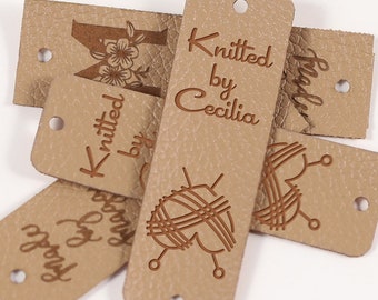 2.5&quot;x0.8&quot; Faux Leather tags, Screwing Tags for your Knitting Items, Custom Labels with your logo or text, Perfect Tags for handmade Items