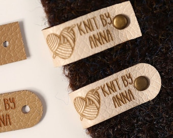 Personalized Crochet Labels for Knitting Items, Custom Tags with your logo or text, Perfect Tags for handmade Items, Screwing Tags