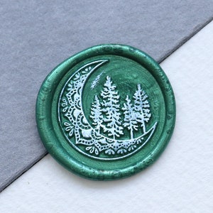 Forest moon Wax Seal Stamp Kit mandala moon Wedding  wax seal stamp journal Wax Seal Stamp