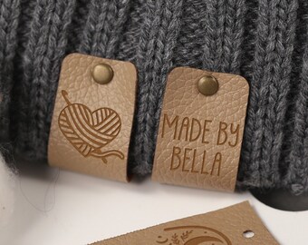 Personalized Screwing Tags, Faux Leather tags for your Knitting Items, Custom Labels with your logo or text, Perfect Tags for handmade Items