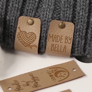Personalized Screwing Tags, Faux Leather tags for your Knitting Items, Custom Labels with your logo or text, Perfect Tags for handmade Items