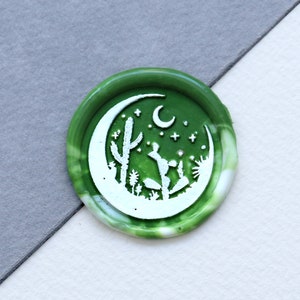 Cactus moon Wax Seal Stamp Kit crescent moon Wedding  wax seal stamp journal Wax Seal Stamp