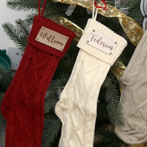 Customized Faux Leather tags for  Knitting Socks, Custom Labels with your logo or text,  Tags for knits, custom christmas stocking label