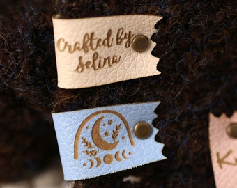 Personalized Fold Labels, Custom Faux Leather Tags for knitting, High Quality Tags for Knitted hats/gloves/blanket, Crochet Leather Labels