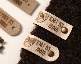 Personalized Faux Leather tags for your Knitting Items, Custom Labels with your logo or text, Perfect Tags for handmade Items, Screwing Tgas