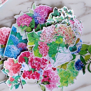 hydrangeas flowers stickers/ leaves  Stickers/ plants  Stickers/Lap top stickers/Scrapbook Sticker/