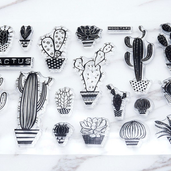 Cactus clear Stamp/Botanicals Rubber Stamp/Cacti Clear Transparent Stamp/ Nature, Greenery, Succulents clear stamp / Potted Plants stamp