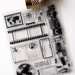 Adventure Clear rubber Stamps/Planner Stamps/Stamp Set/travel Stamps/Planning accessory/