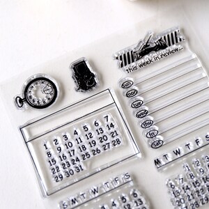 Calendar Clear rubber Stamps/Planner Stamps/Stamp Set/Food Stamps/Planning accessory/ image 3